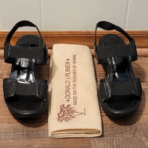 ❣️HP❣️Donald J Pliner Black Patent Leather Wedge Sandals Sz: 8 - Picture 6 of 10